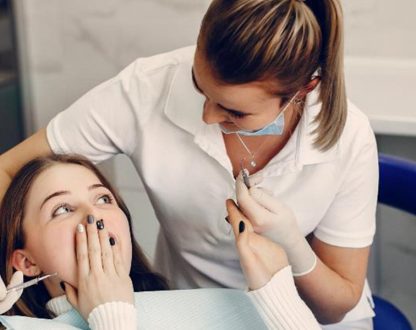 Girl having fear of dentist